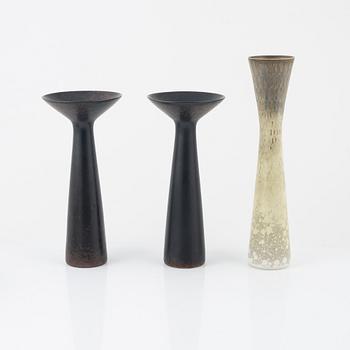 Carl-Harry Stålhane, vaser, 5 st, samt Gunnar Nylund, skål, stengods, Rörstrand.