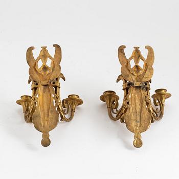 Appliquer, ett par, brons, empirestil, 1900-talets början.