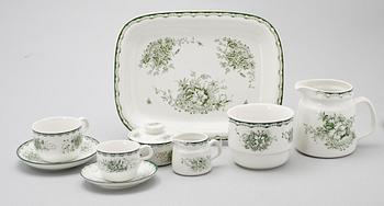 MAT- OCH KAFFESERVIS, 92 del, snarlika, porslin, Grön Anna, Gustavsberg.