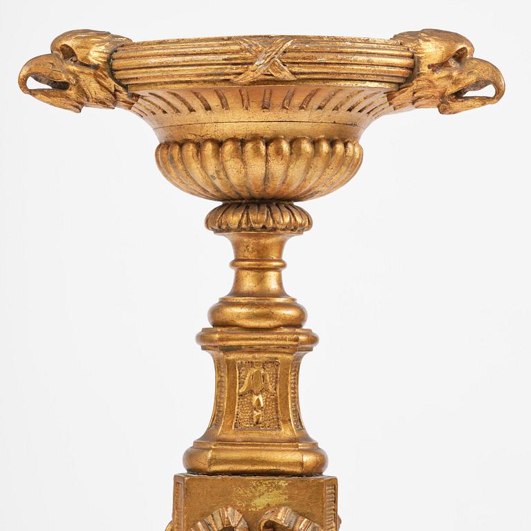 A Gustavian giltwood guéridon, Stockholm, late 18th century.