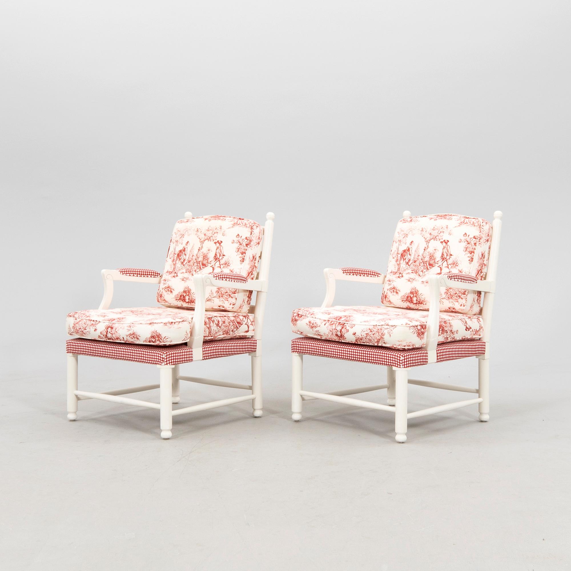 Armchairs, a pair of Gripsholm chairs, Sweden, second half of the 20th century.