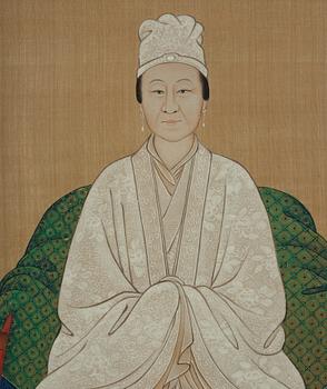 A pair of Thai ancestors portraits, around 1900.