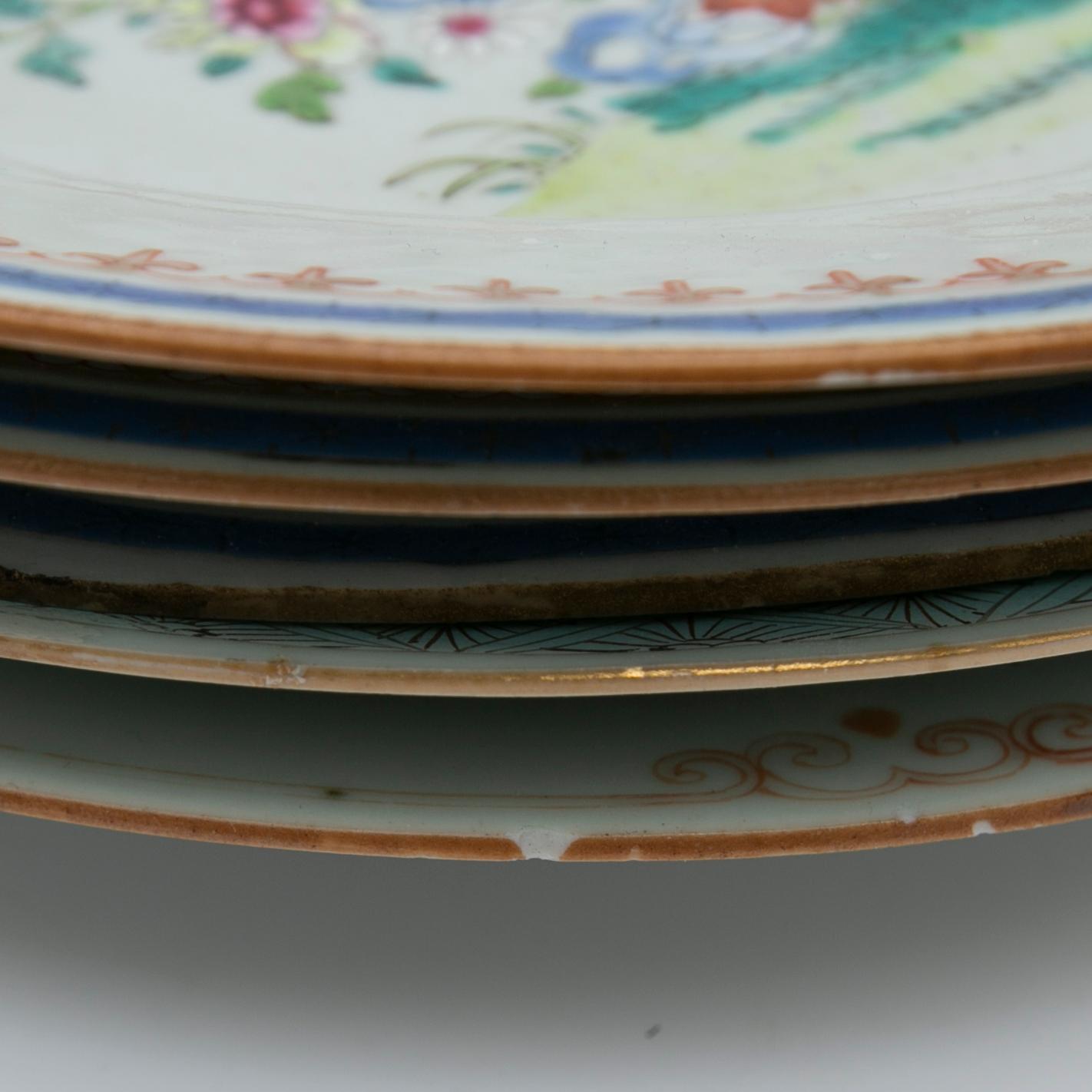 Tallrikar, 5 st, porslin, Kina, Qianlong (1736-95).
