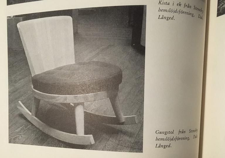 Steneby Hemslöjdsförening, gungstol, furu, 1930-40-tal.