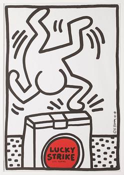 Keith Haring · KEITH HARING, efter, "Lucky Strike", tryckt av Albin Uldry Switzerland, signerad och daterad i trycket -87.