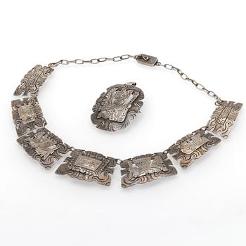 Collier och hänge/brosch silver, Sydamerika 1950/60-tal.