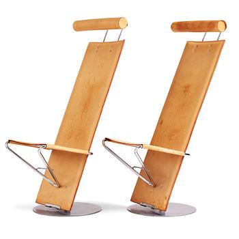 100. Börge Lindau, & Bo Lindercrantz, a pair of 'Plankan' chairs, Lammhults Möbel AB, Sweden 1980s.