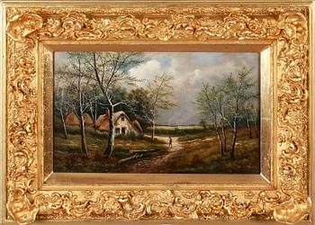 OKÄND KONSTNÄR, olja på pannå, signerad S William, England, 1800-tal.