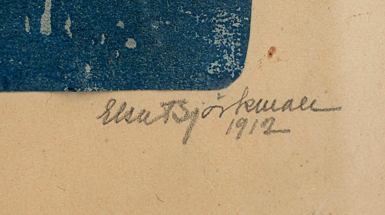 ELSA BJÖRKMAN-GOLDSCHMIDT, träsnitt, sign o dat 1912.