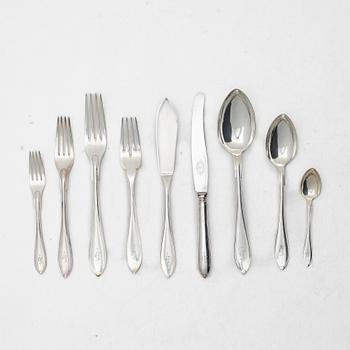 Bestickuppsättning, 82 delar, silver, "Svensk Spetsig", GAB, Stockholm, bl a 1925.