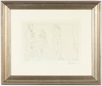 Pablo Picasso, "Femme Nue Adoree Deux Vieillards, Avec Un Spectateur".