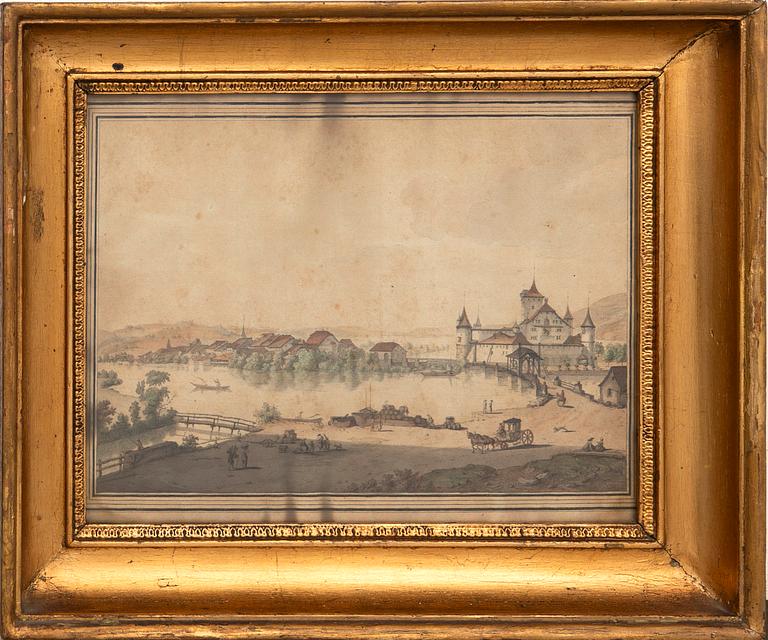 Johann Ludwig von Aberli (1786-1823), city motif, turn of the 18th/19th century.