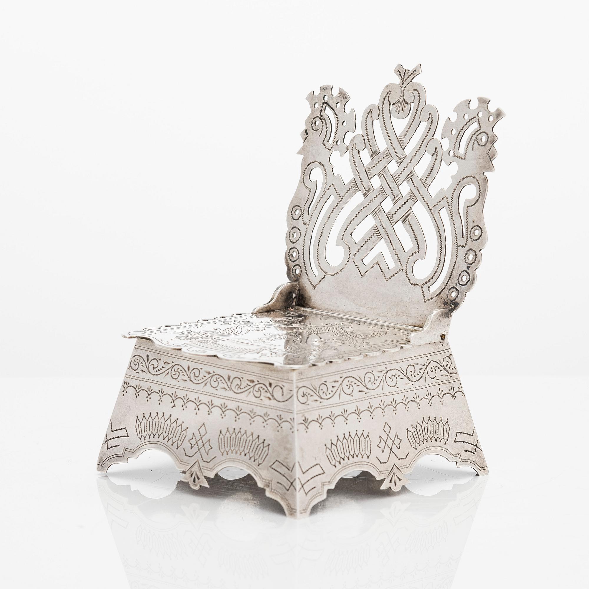 Wilhelm Porthan, saltstol, silver, Viborg 1902.