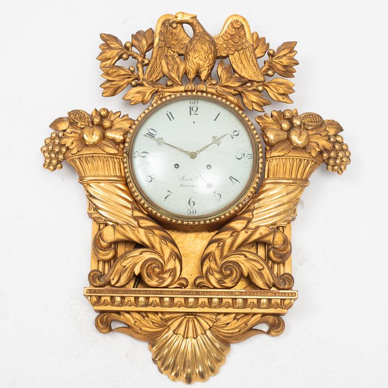 Jacob Kock, wall pendulum clock, Gustavian style, (Royal Clockmaker in Stockholm 1762-1803).