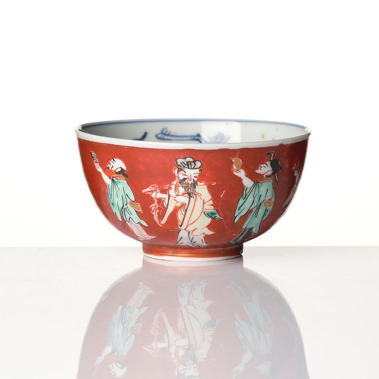 A group of five 'immortals' bowls, Meiji (1868-1912).