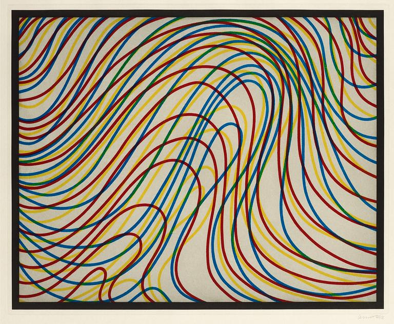 Sol LeWitt, "Wavy lines with black border".