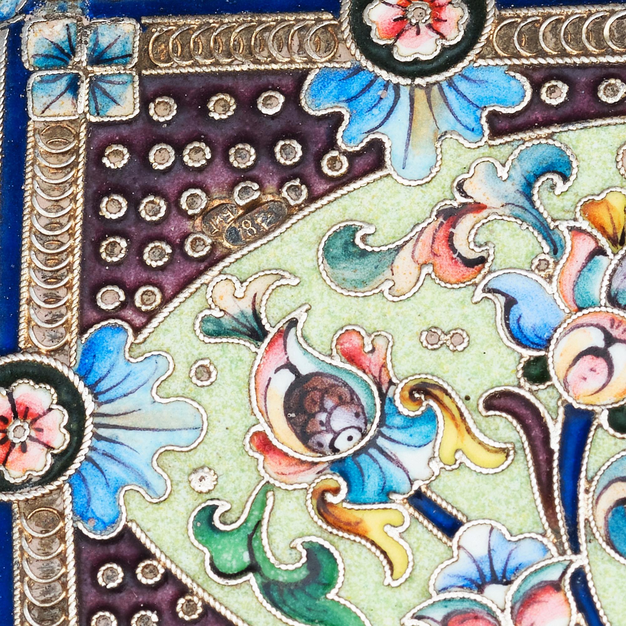 Cigarettetui, silver och cloisonnéemalj, Bril & Girshman, Moskva 1908-1917.