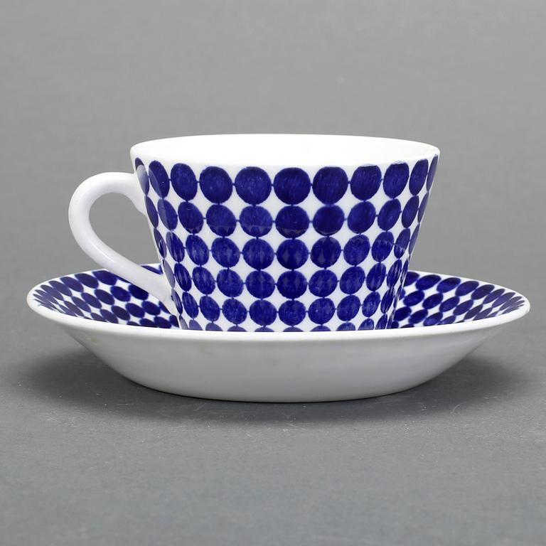 KAFFEKOPPAR med FAT, 5 st, porslin, "Adam", Stig Lindberg, Gustavsberg.