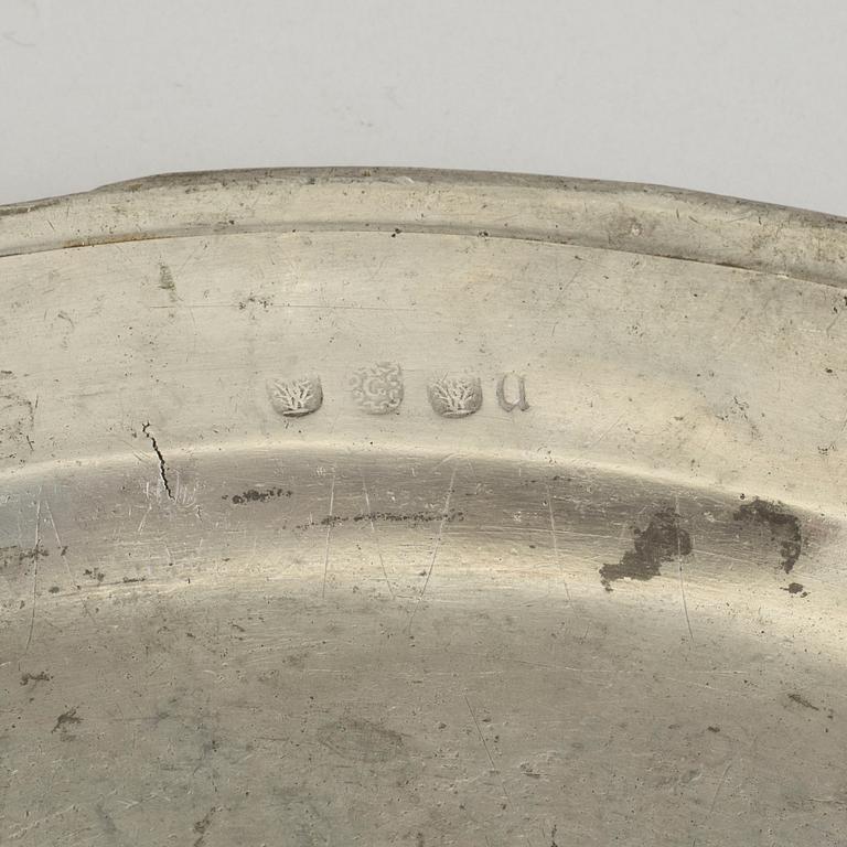 A DISH, pewter, Claes Törnqvist, Gävle 1759.