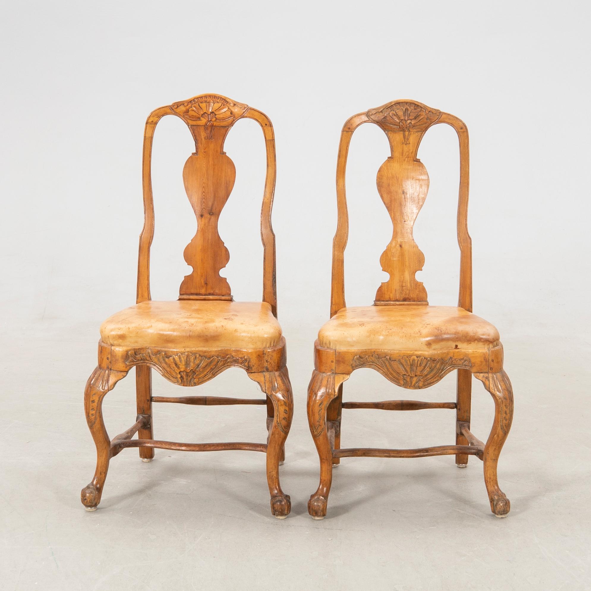 Chairs, two Rococo, West Sweden, mid-18th century.