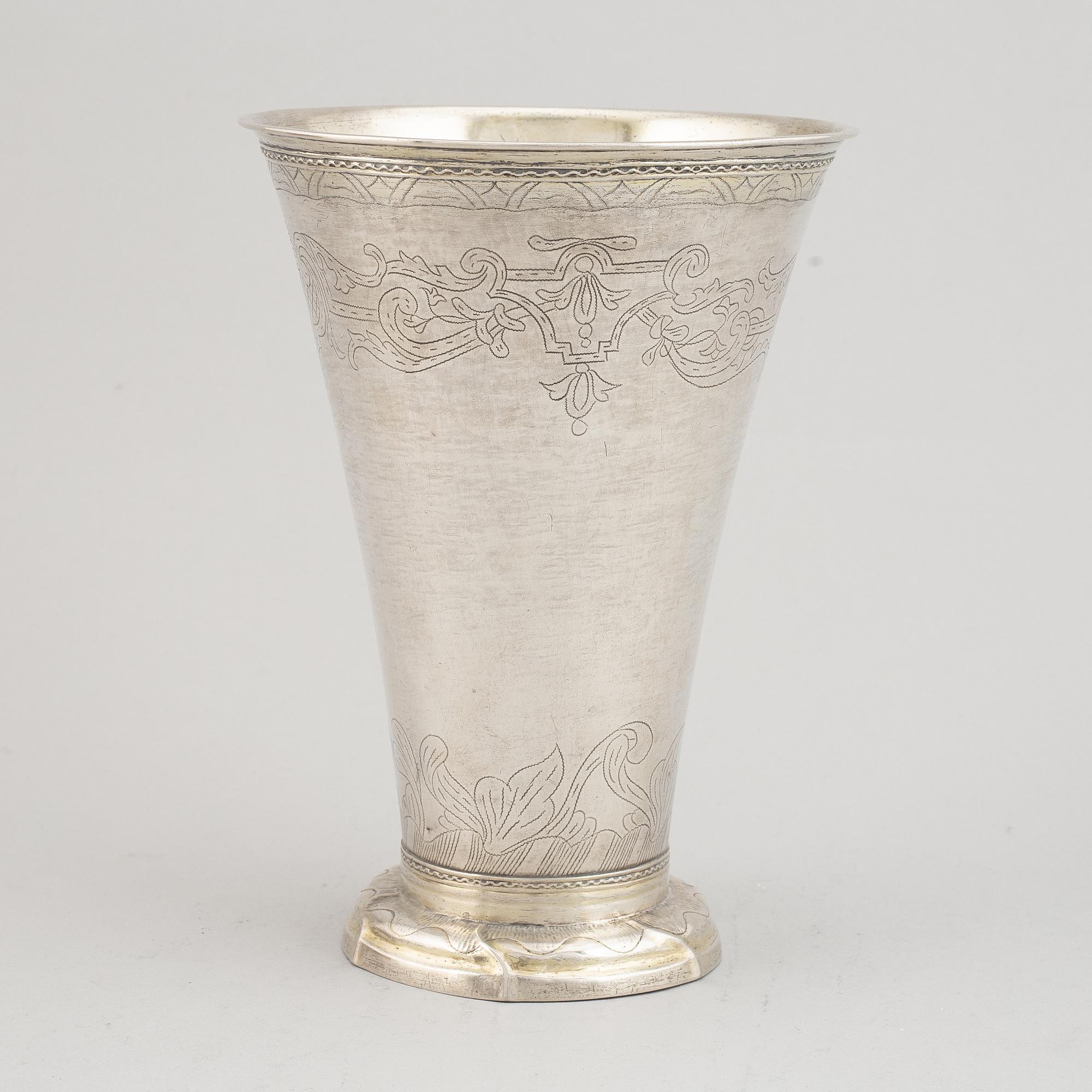 A Swedish 18th century parcel-gilt silver beaker, mark of Carl Fahlberg, Uppsala 1769.
