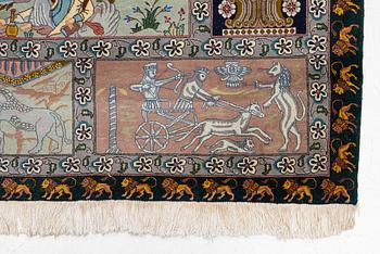 Rug, figural Tabriz, approx. 304 x 198 cm.