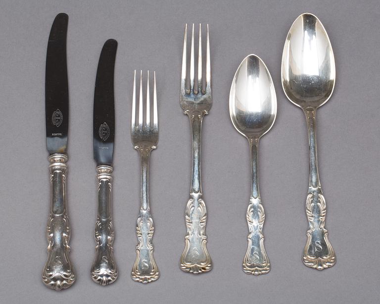 BESTICKUPPSÄTTNING, silver, Sjögren & Komstadius AB, Malmö. 1944. Vikt ca 4488g.