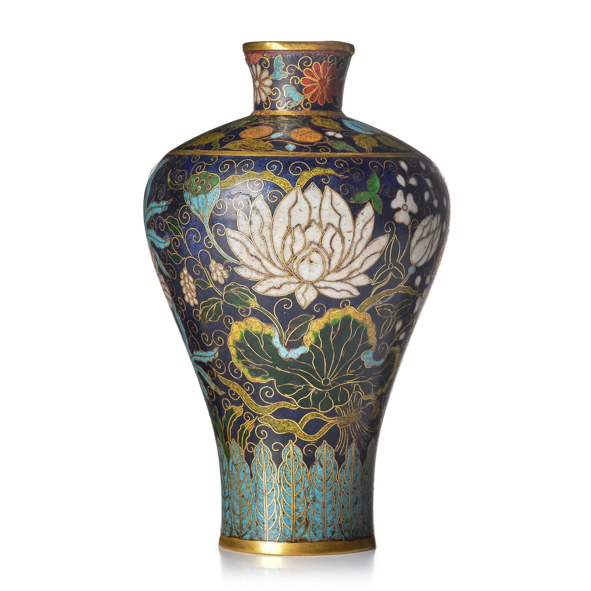 A cloisonne enamel meiping vase, Ming dynasty 1368-1644).