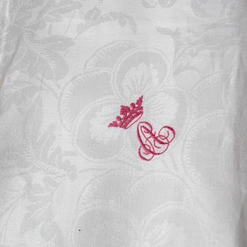 Tablecloths, 3 pcs., linen damask, ca 323 x 218 cm; ca 319 x 215 cm; ca 314,5 x 221 cm.