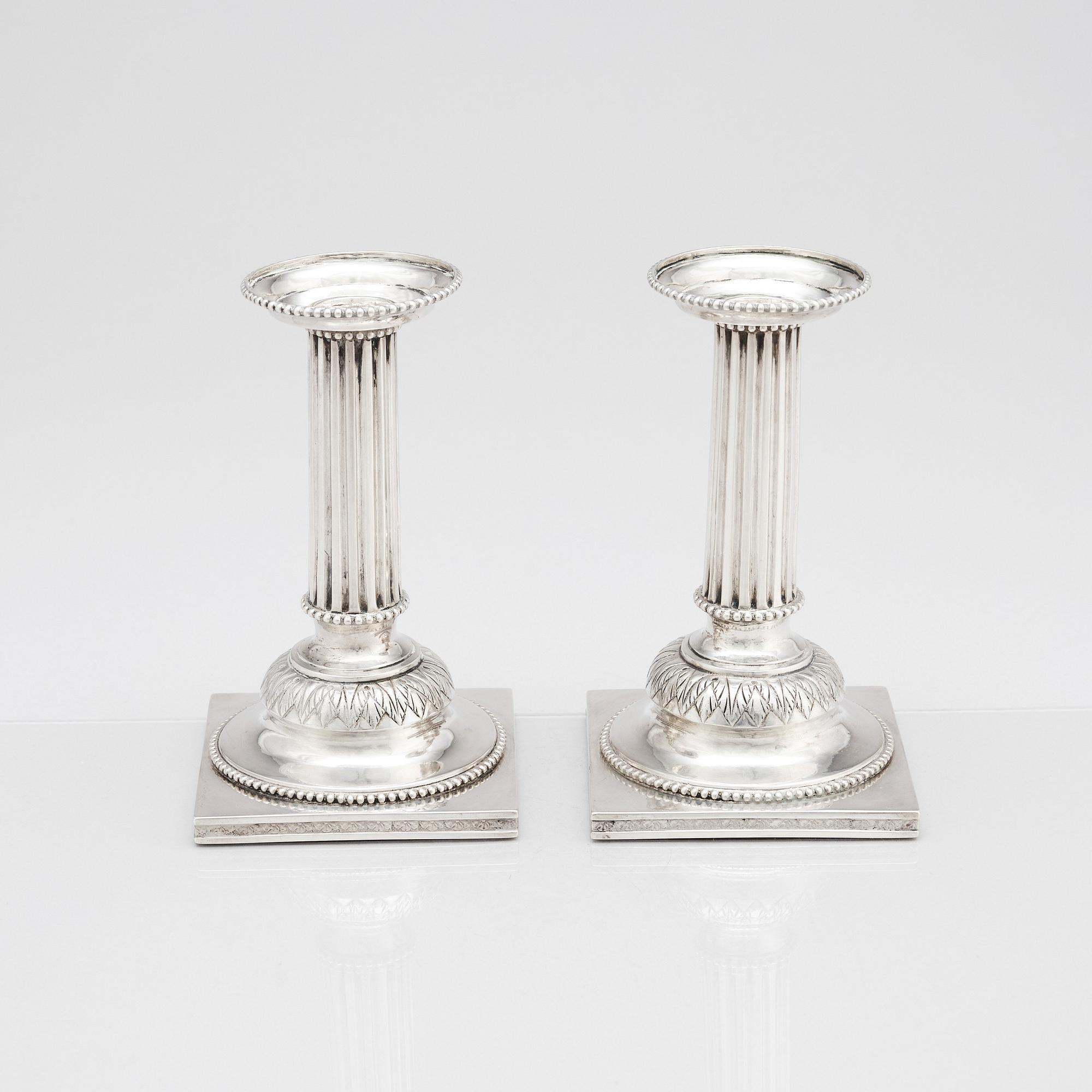 Stephan Westerstråhle, ljusstakar, ett par, silver, Stockholm 1793. Gustavianska.
