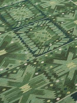 Barbro Nilsson, A CARPET, "Nejlikan grön", flat weave, ca 276,5 x 214,5 cm, signed AB MMF BN.