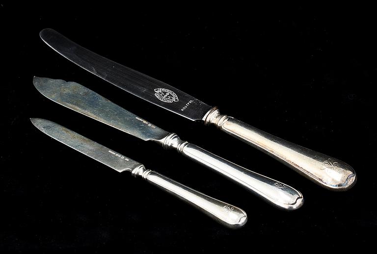 BESTICK, 55 st, silver, "Svensk rund", 1920-tal. Tot vikt ca 2700 gr.