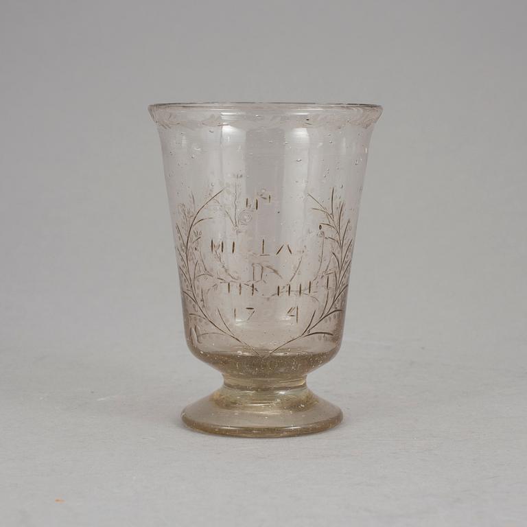 BÄGARE, glas, 1700-tal.