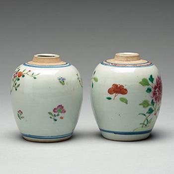 Two famille rose caddies, Qing dynasty, 18th century.