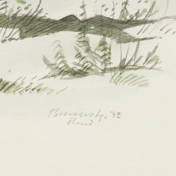 Gunnar Brusewitz, watercolour, signed and dated Öland -72.