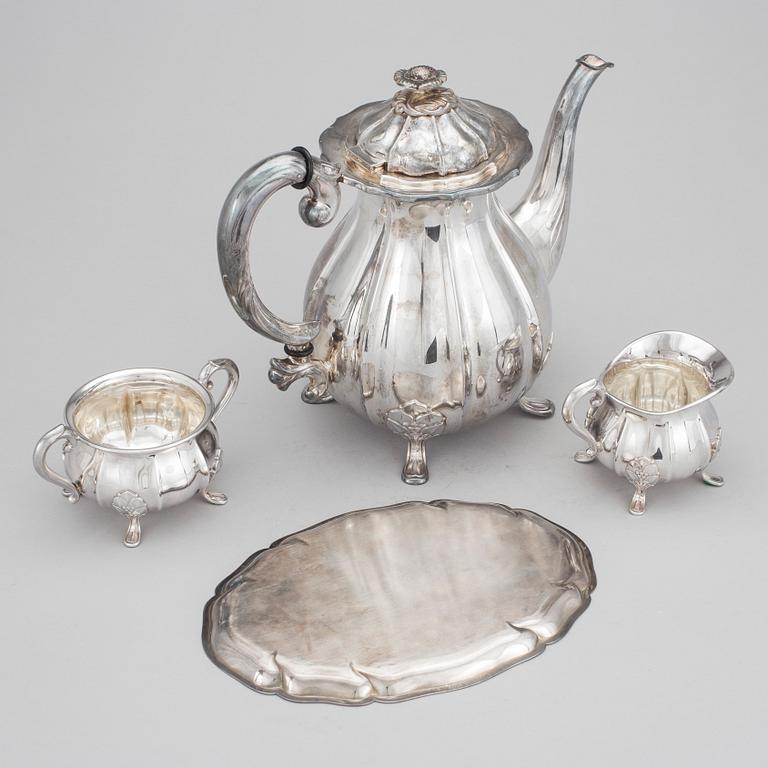 KAFFESERVIS, silver, 4 delar, varav 3 delar Danmark 1964. Vikt ca 1 118 gram.