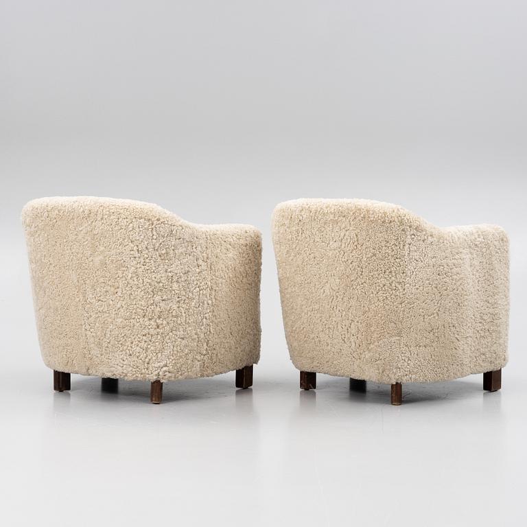 Fåtöljer, ett par, "Continent", modell 217, Asko, Finland, 1930/40-tal.