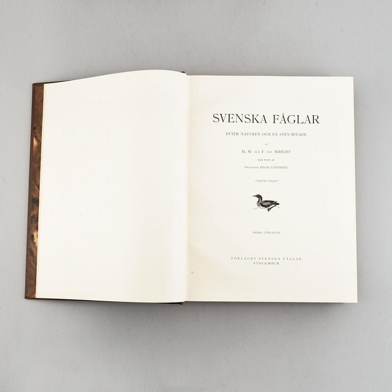 The von Wright brothers, three volumes "Svenska Fåglar", Börtzells tryckeri AB, Stockholm, 1927-1929.