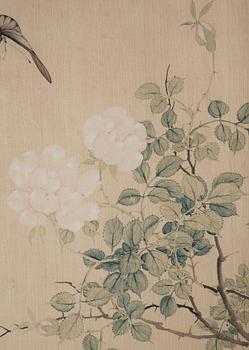 Two paintings, ink and color on silk. Lu Wenyu (1887-1974)., signed and one dated.