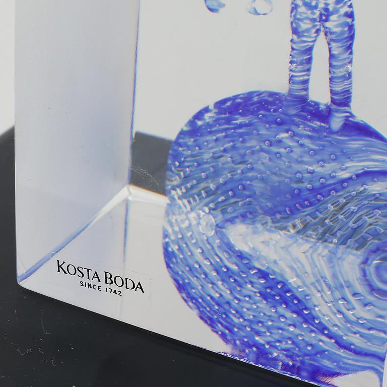 BERTIL VALLIEN, skulptur, glas, signerad, Kosta Boda, sent 1900-tal.