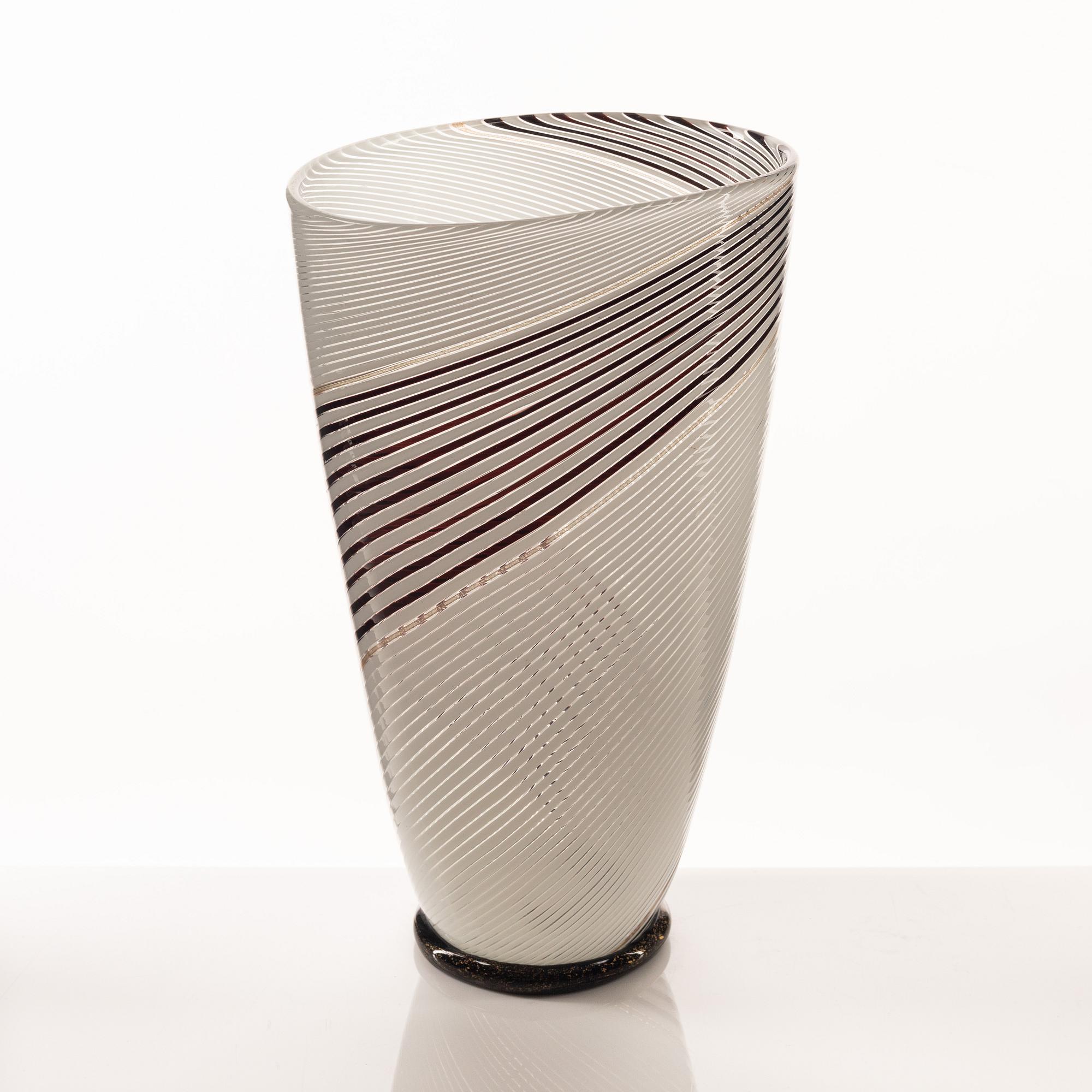 Dino Martens, vas, glas, "Mezza Filigrana", Areliano Toso, Murano, Italien.