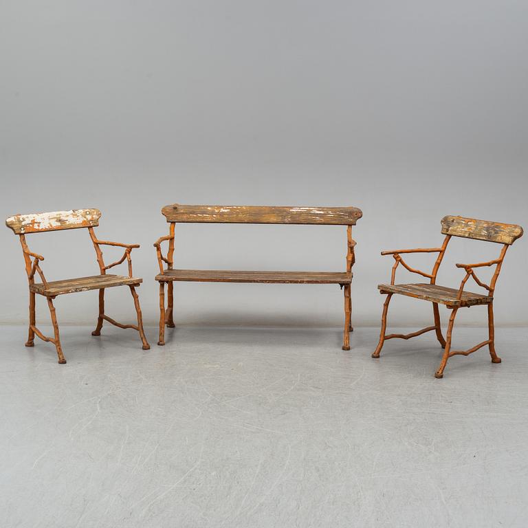 Garden sofa and two armchairs, Bolinder, Stockholm, ca 1900.