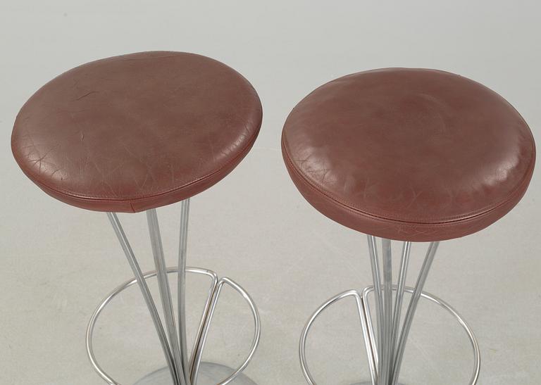 A pir of "FL 9511" bar stools, designed by Piet Hein for fritz Hansen, 20th century.
