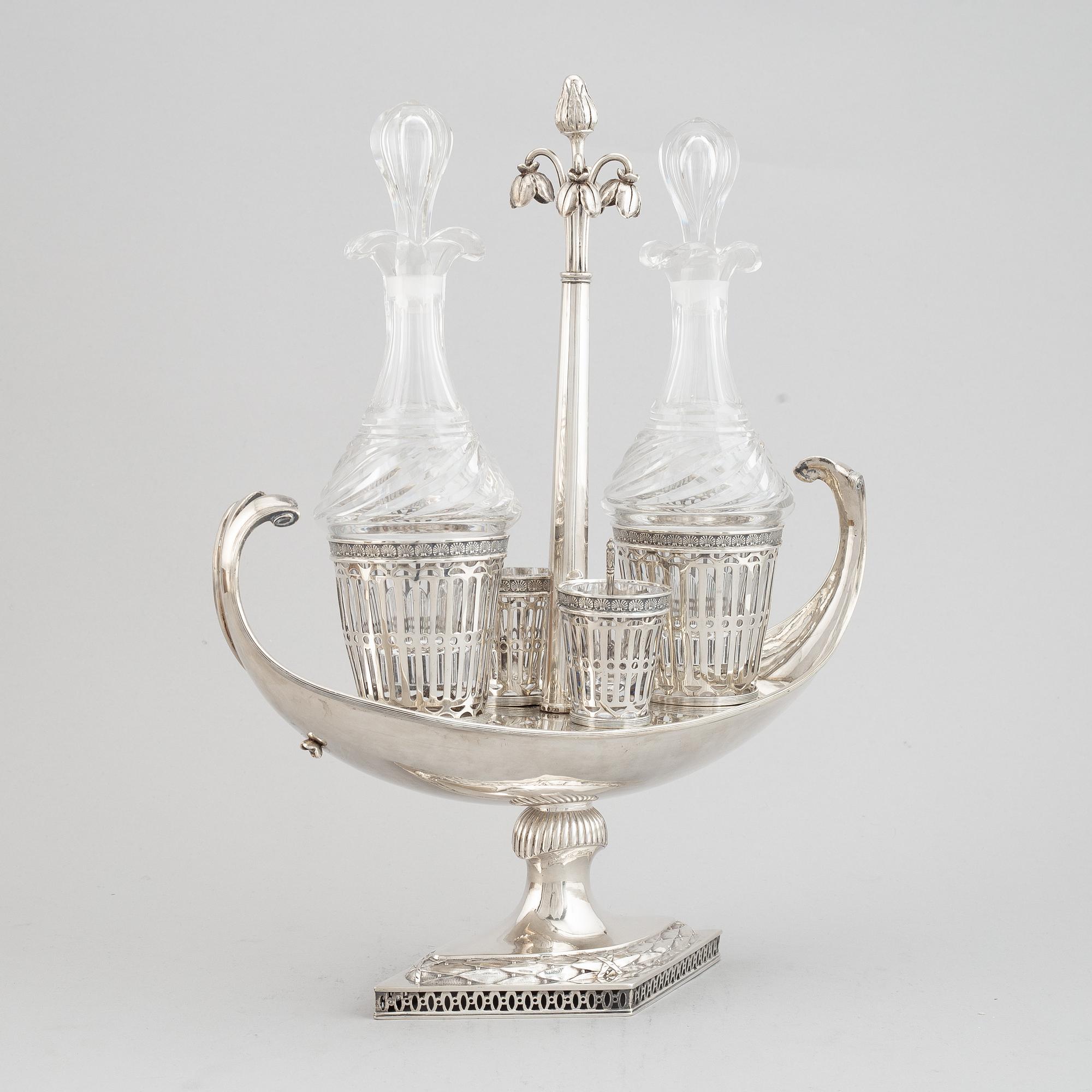 A Swedish late Gustavian cruet-set, mark of Pehr Zethelius, Stockholm 1799.