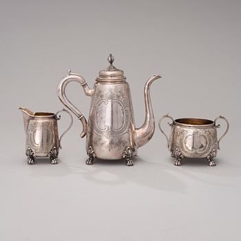 A 3-piece silver coffee set, mark of Otto Roland Mellin, Helsinki 1882-85.