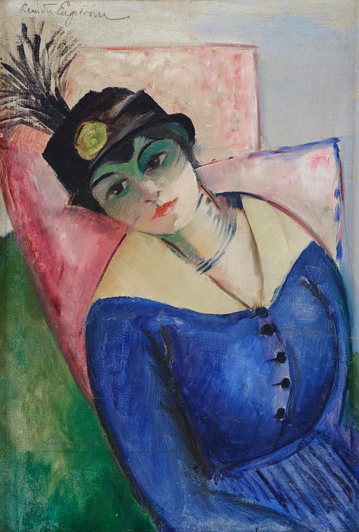 Leander Engström, Sitting model in blue.