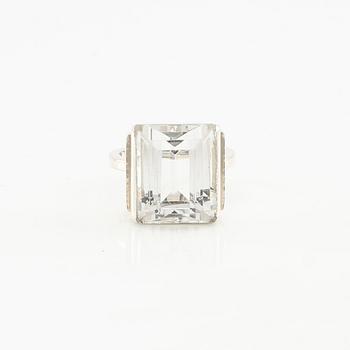 Wiwen Nilsson, ring in sterling silver with a step-cut rock crystal, Lund 1947.