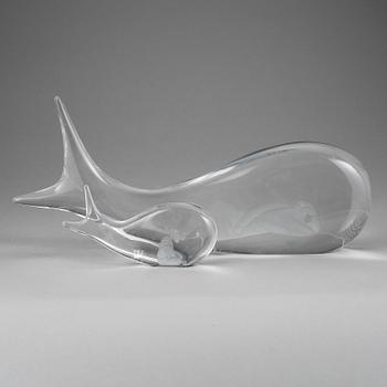 SKULPTURER, 2 st, glas, Vicke Lindstrand, Kosta.