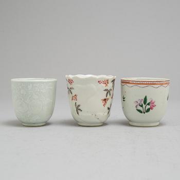 Six famille rose cups, Qing dynasty, Qianlong (1736-95).