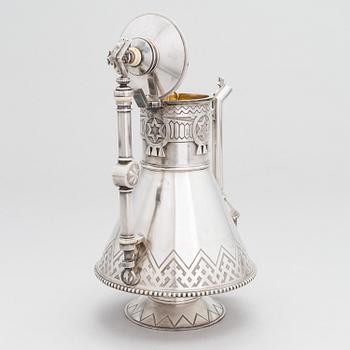 A Russian silver coffee pot, Saint Petersburg 1875, presumably maker's mark of Pyotr Ivanov.